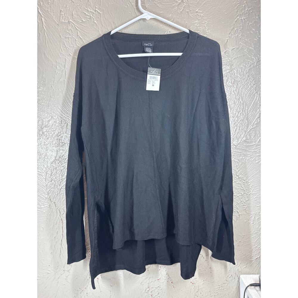 Rue 21 Black Hi‎ Low Cotton Blend Tunic Sweater Top Women’s Size Medium NWT